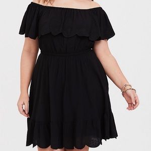 Black off shoulder dress from Torrid